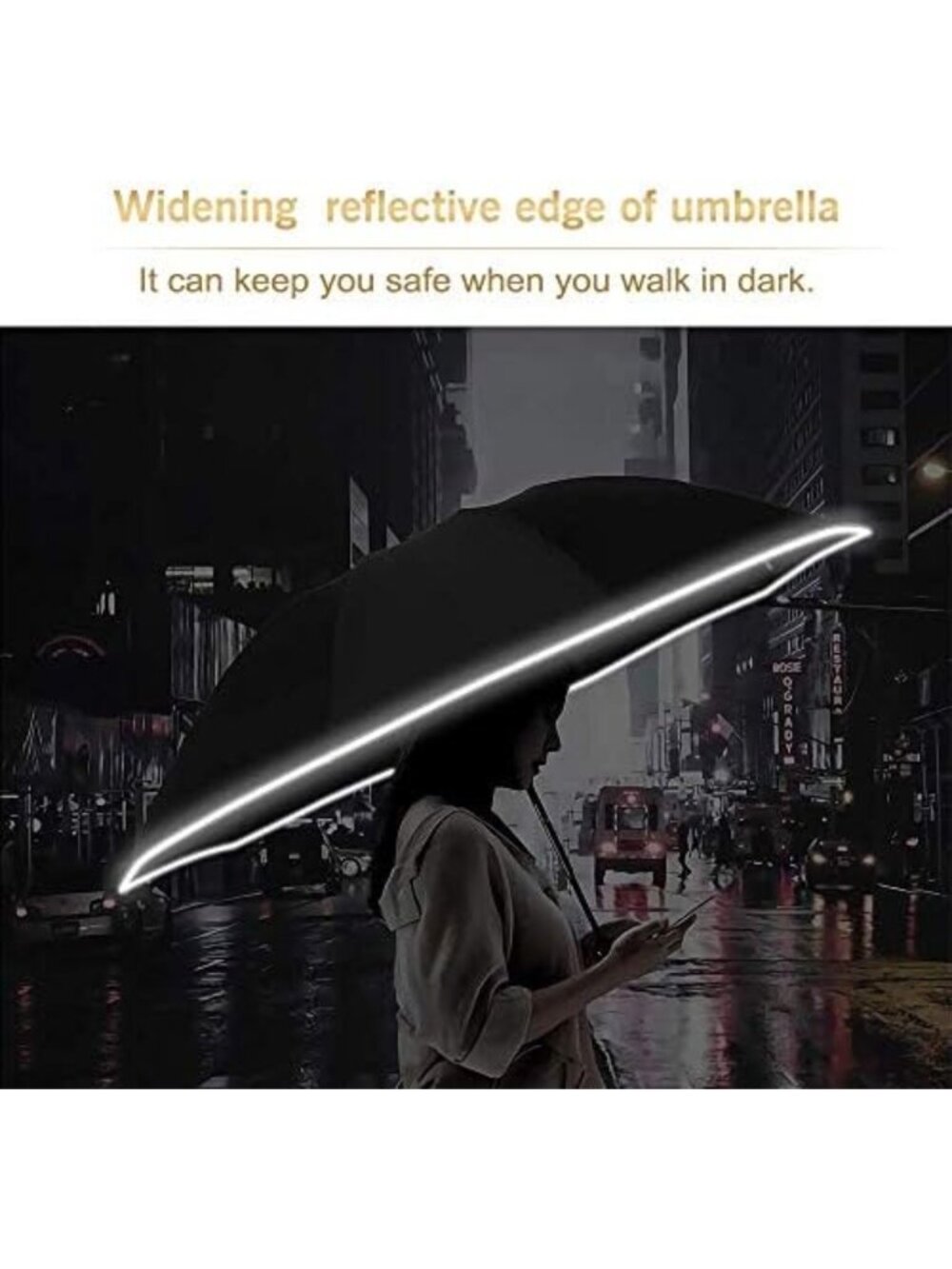 Large Windproof Inverted Umbrella - Compact Reverse Design, Teflon-Coated - Picture 2 of 6
